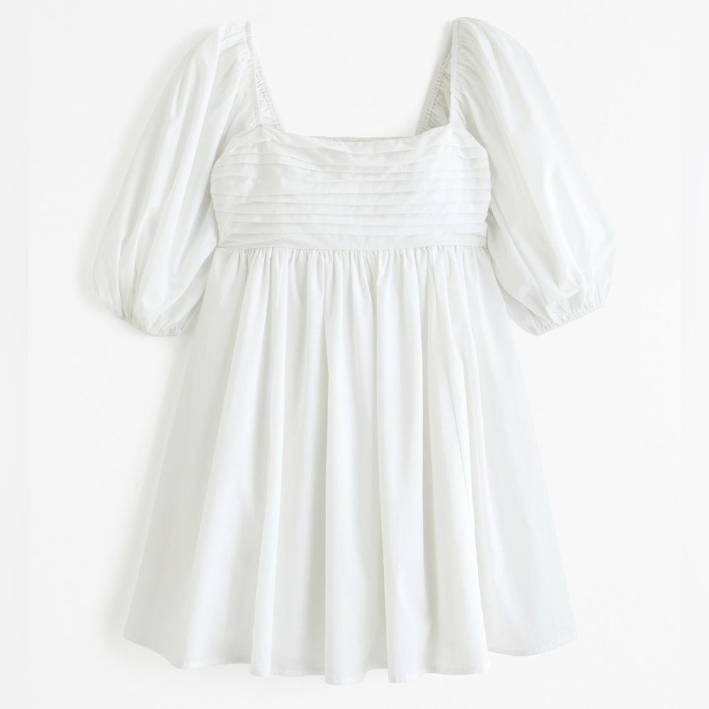 Abercrombie & Fitch White Puff-Sleeve Mini Dress